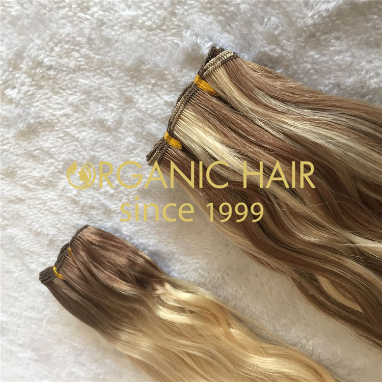 Mixed color--hand tied hair extensions.natural wave H129